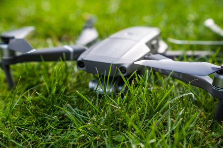 drone in grass close up