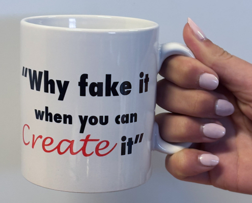 Why fake it when you can create it? mug