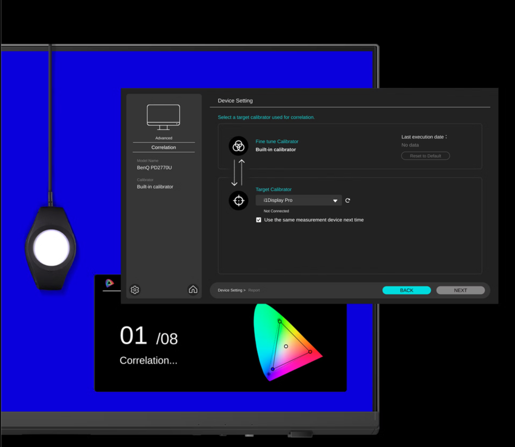 The BenQ PD2770U can also be calibrated with a stand-alone calibrator