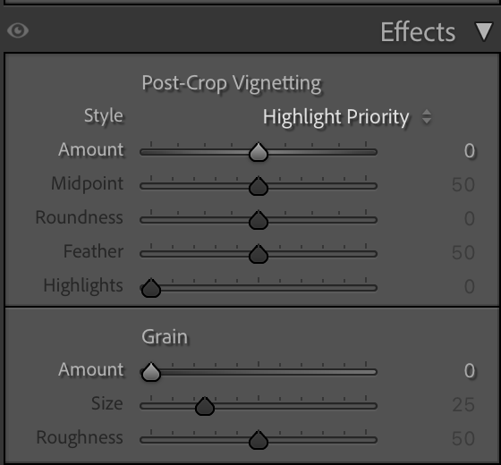 a screen capture of my workflow in Lightroom