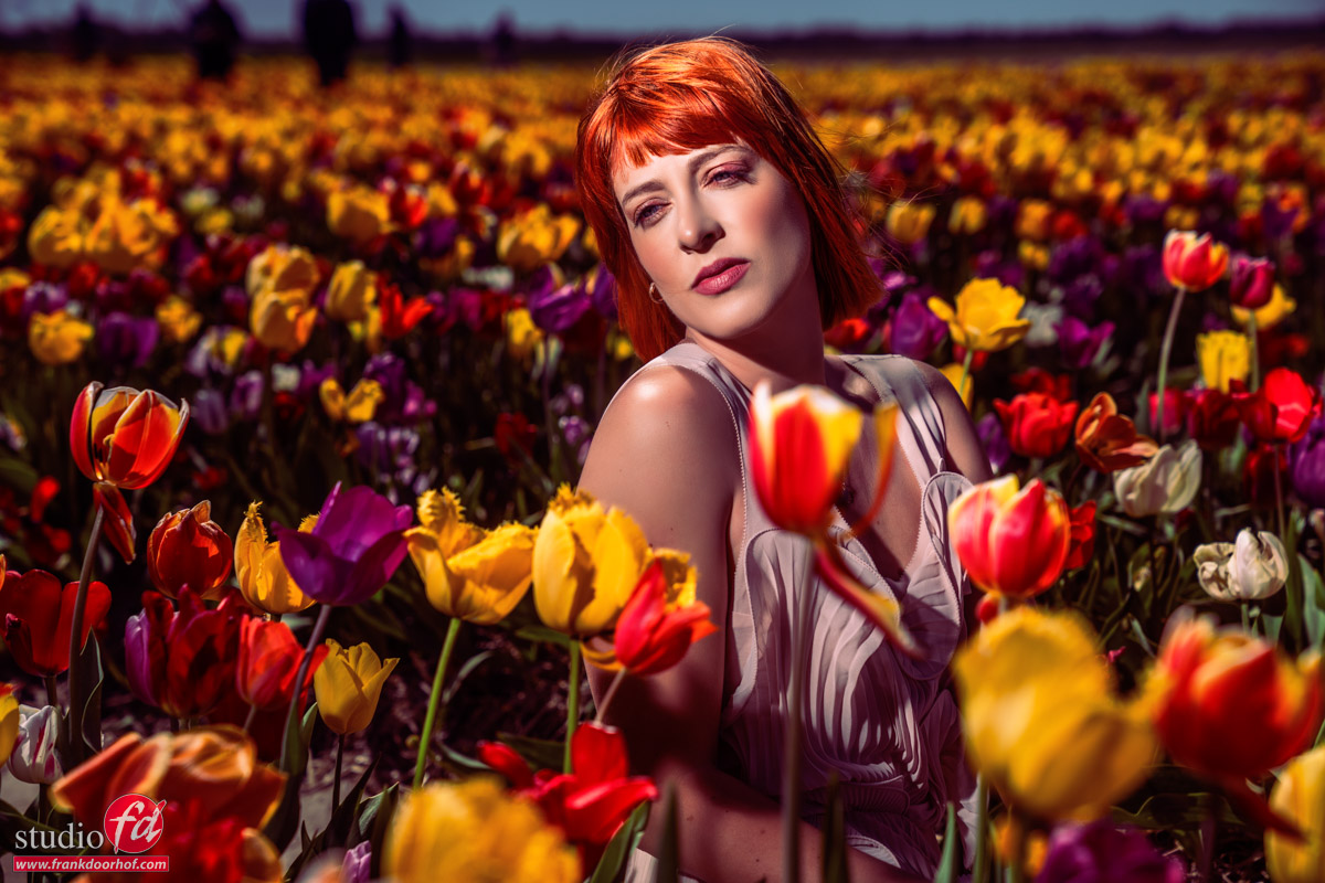 Portable Power: Lighting a Model in Tulip Fields